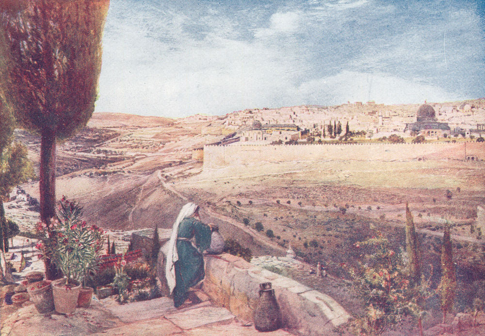 ISRAEL. Jerusalem traditional spot, Mount of Olives Christ wept, city 1902